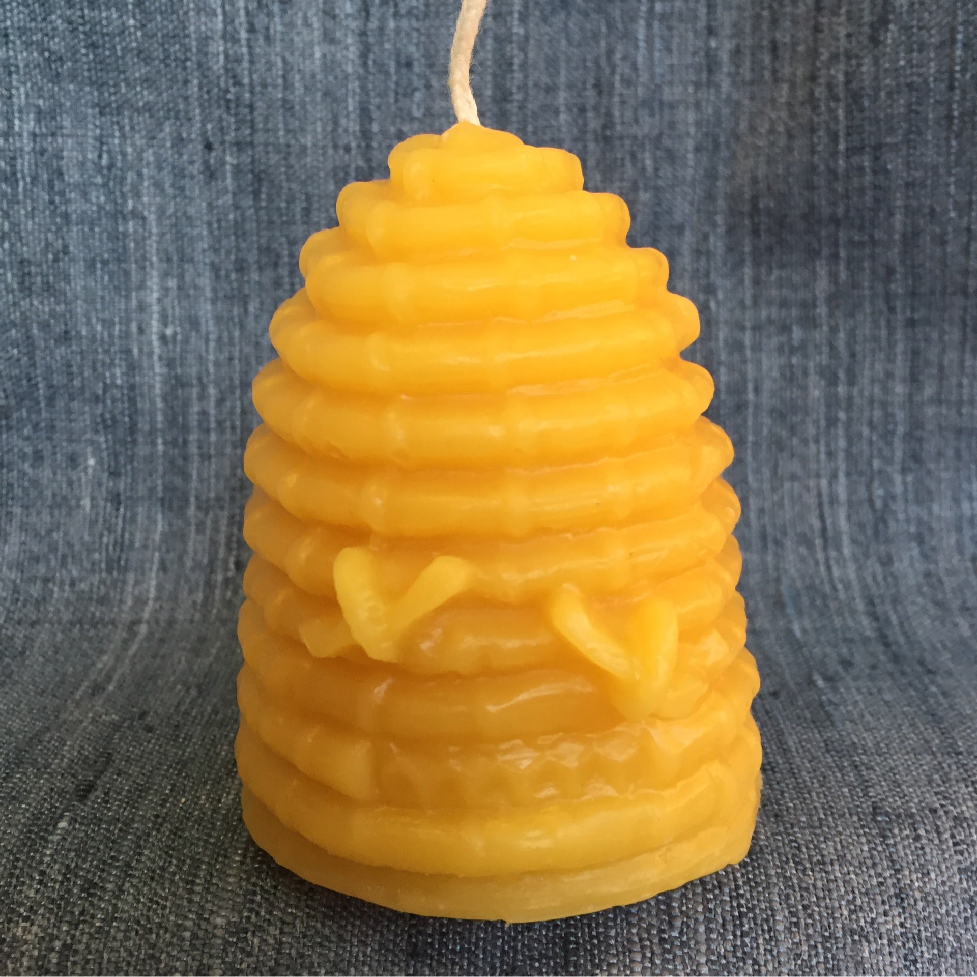 Set of 15 Beeswax Candles- Hive shaped with bee, votive size — Honeyrun Farm
